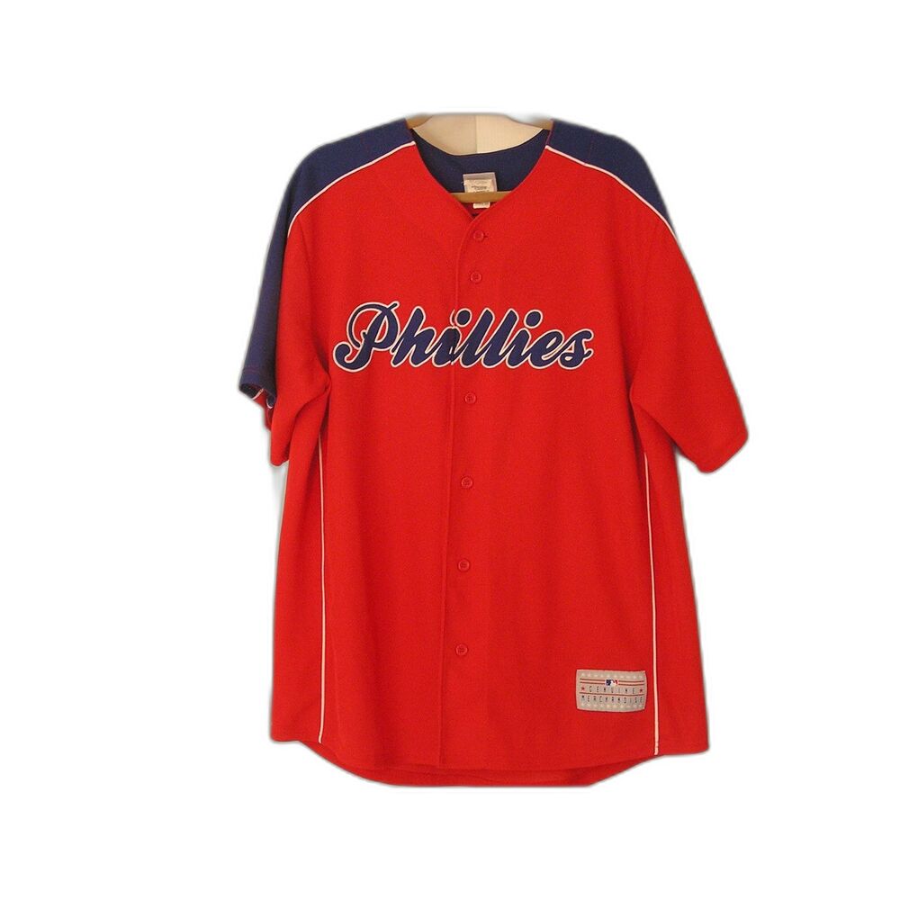 Official Philadelphia Phillies Ibanez Red Button Down Jersey Size XL Extra Large
